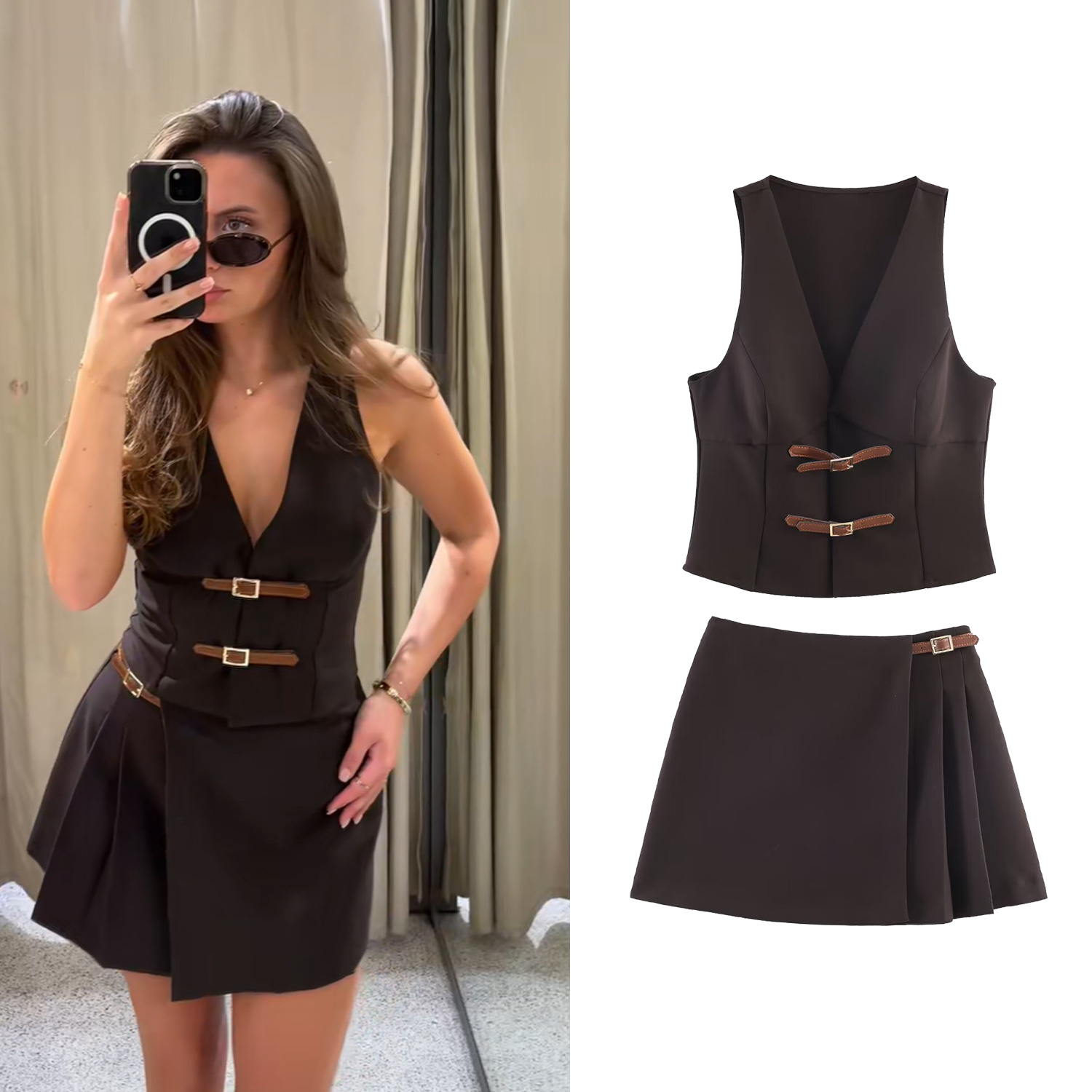 Fly Line - Women Short Skirt Sets Spring Summer