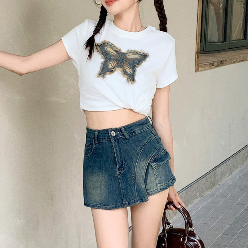 Denim Skirts Women Washed Skir - Fly Line 评论和价格